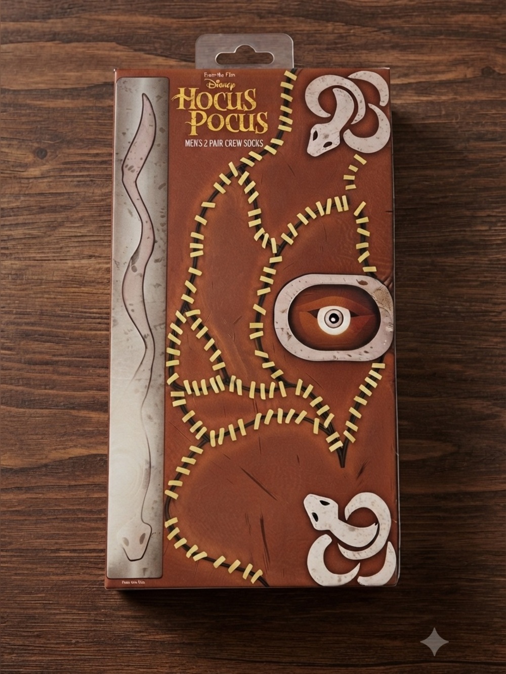 Disney Hocus Pocus Men’s Crew Socks 2-Pack Novelty VHS Tape Gift Box Size 8-12